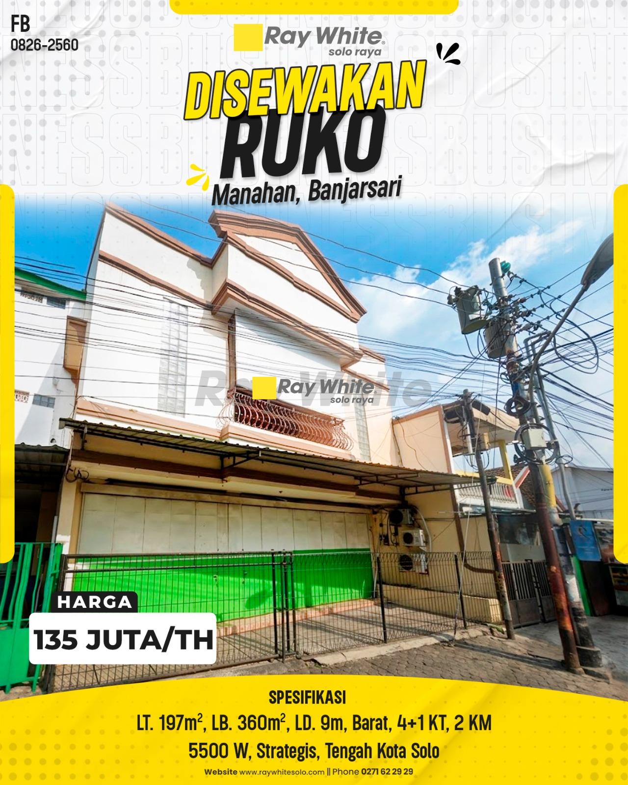 Ruko Strategis 2 Lantai 5500W Tepi Jl. MH. Thamrin Manahan Banjarsari Surakarta