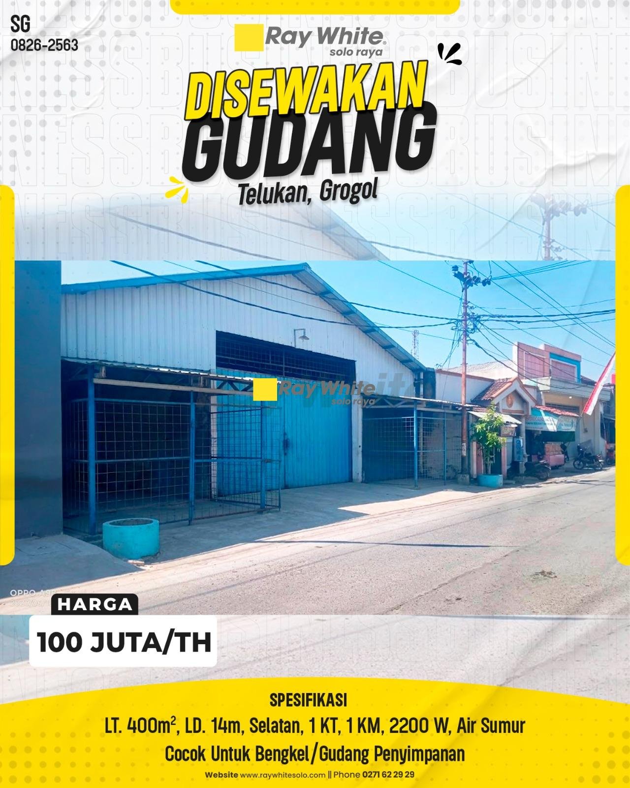 Gudang / Workshop Lapang Tepi Jl. Arak-Arak Telukan Grogol Sukoharjo