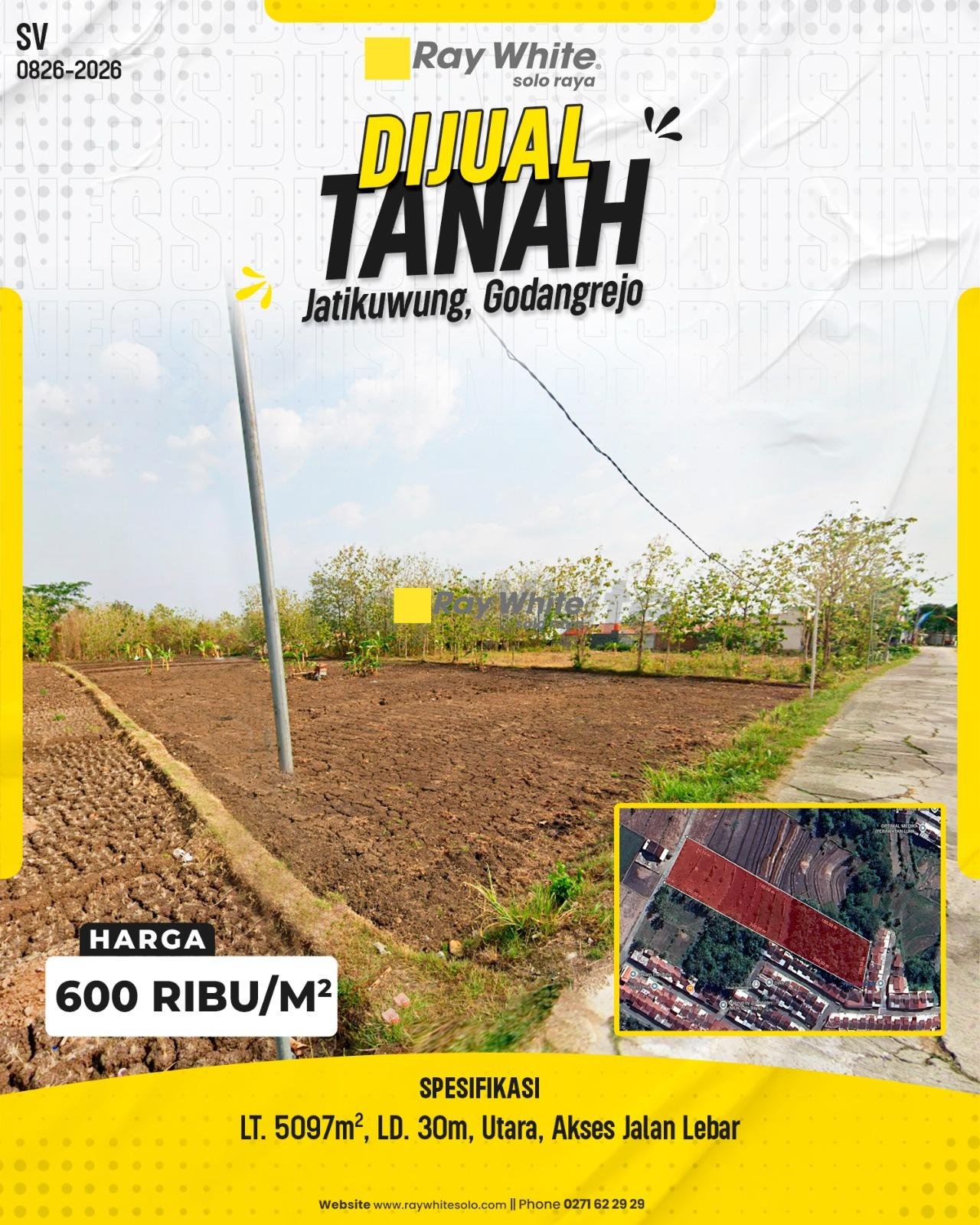Tanah Pekarangan Super Luas LT 5097m² LD 30m