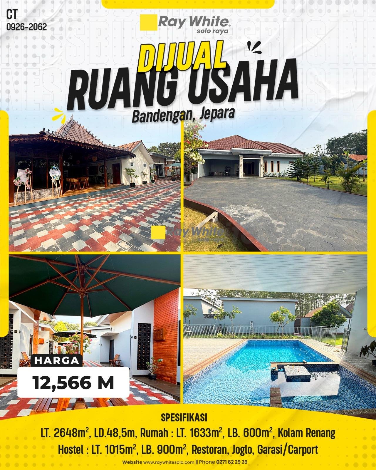 DIJUAL PROPERTI KOMERSIAL RUANG USAHA + RESORT & HOSTEL MEWAH DI BANDENGAN, JEPARA