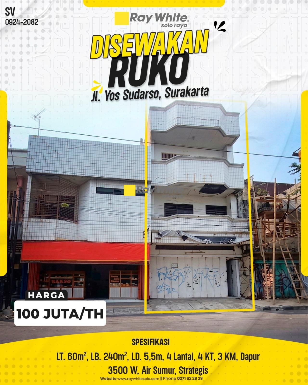 Disewakan Ruko Strategis di Pasar Kliwon, Surakarta