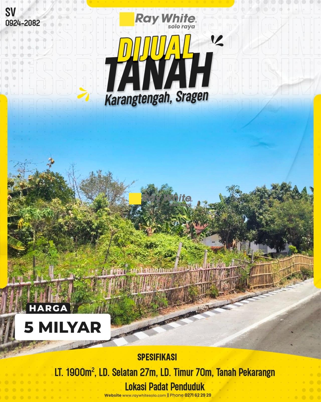 Dijual Tanah Strategis di Karangtengah, Sragen