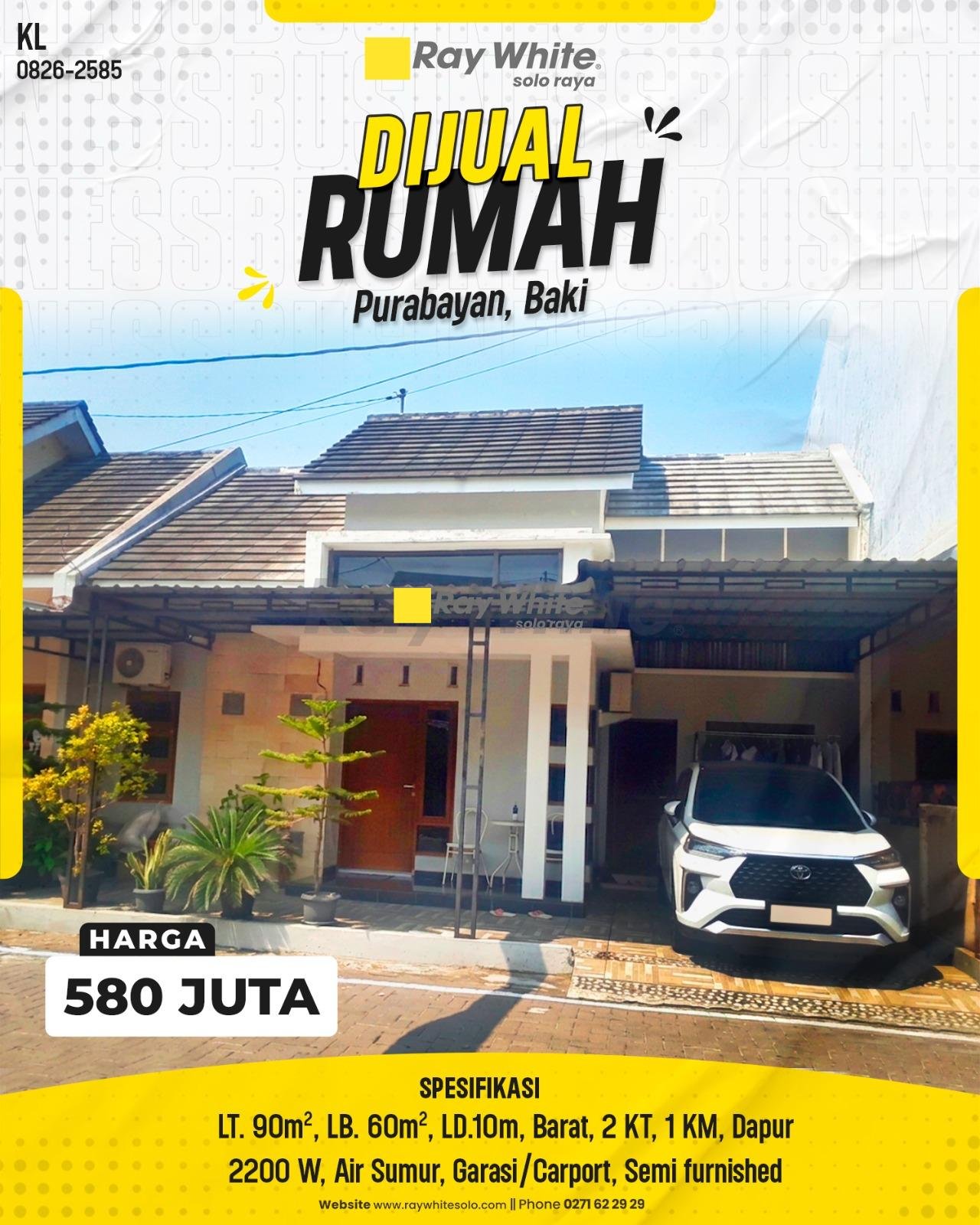 DIJUAL RUMAH MINIMALIS SIAP HUNI DI PURABAYAN, BAKI, SUKOHARJO