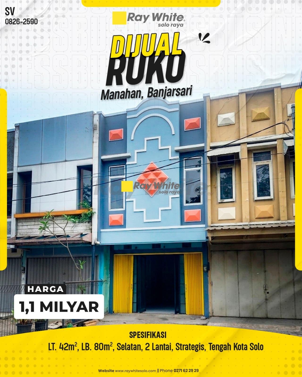 DIJUAL RUKO 2 LANTAI STRATEGIS DI MANAHAN, BANJARSARI, SURAKARTA