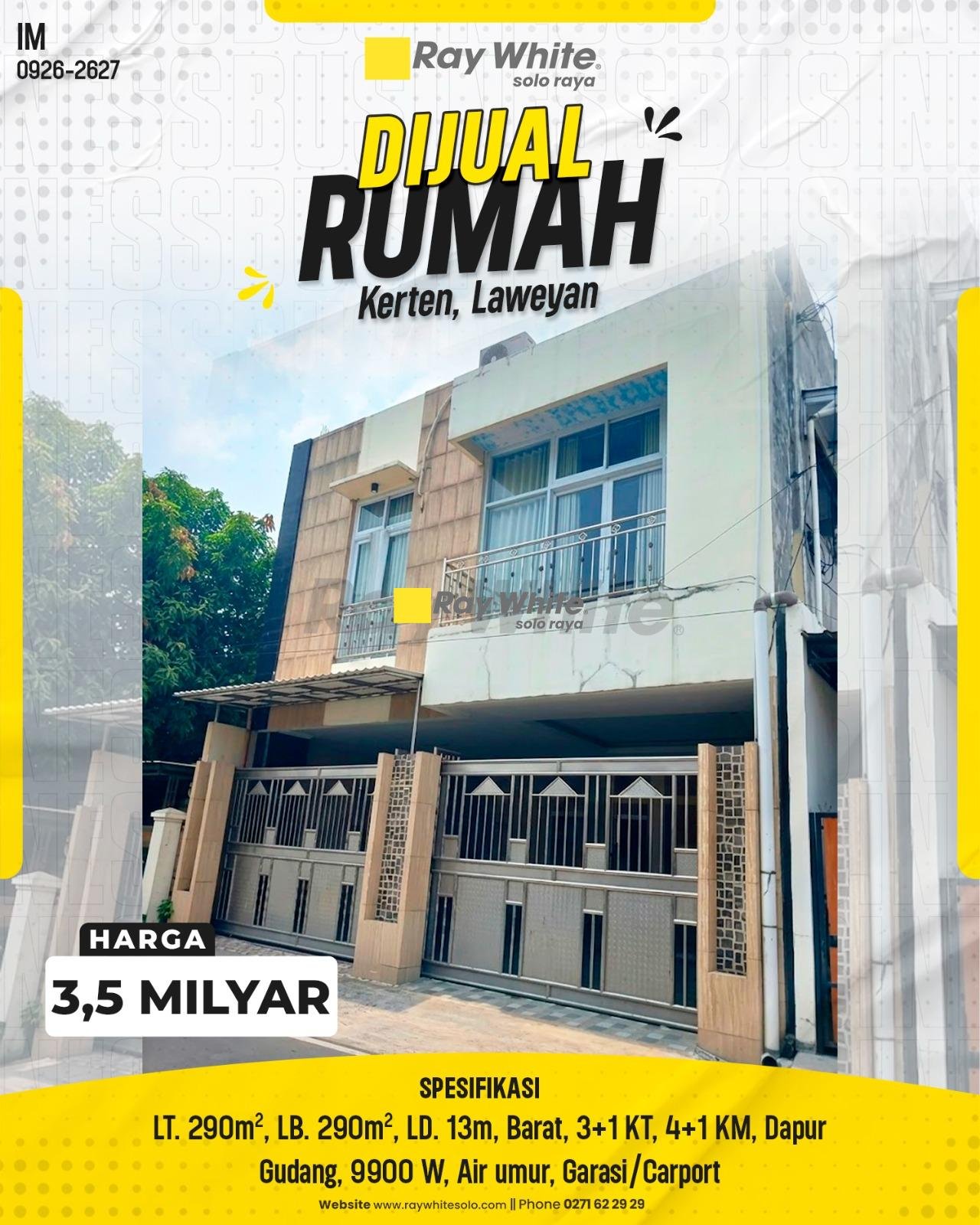 DIJUAL RUMAH MEWAH 2 LANTAI STRATEGIS DI JL. NANGKA RAYA, KERTEN, LAWEYAN, SURAKARTA