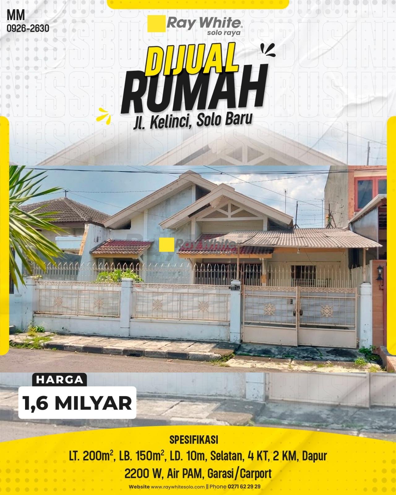 DIJUAL RUMAH STRATEGIS DI JL. KELINCI, SOLO BARU, LANGENHARJO, GROGOL, SUKOHARJO