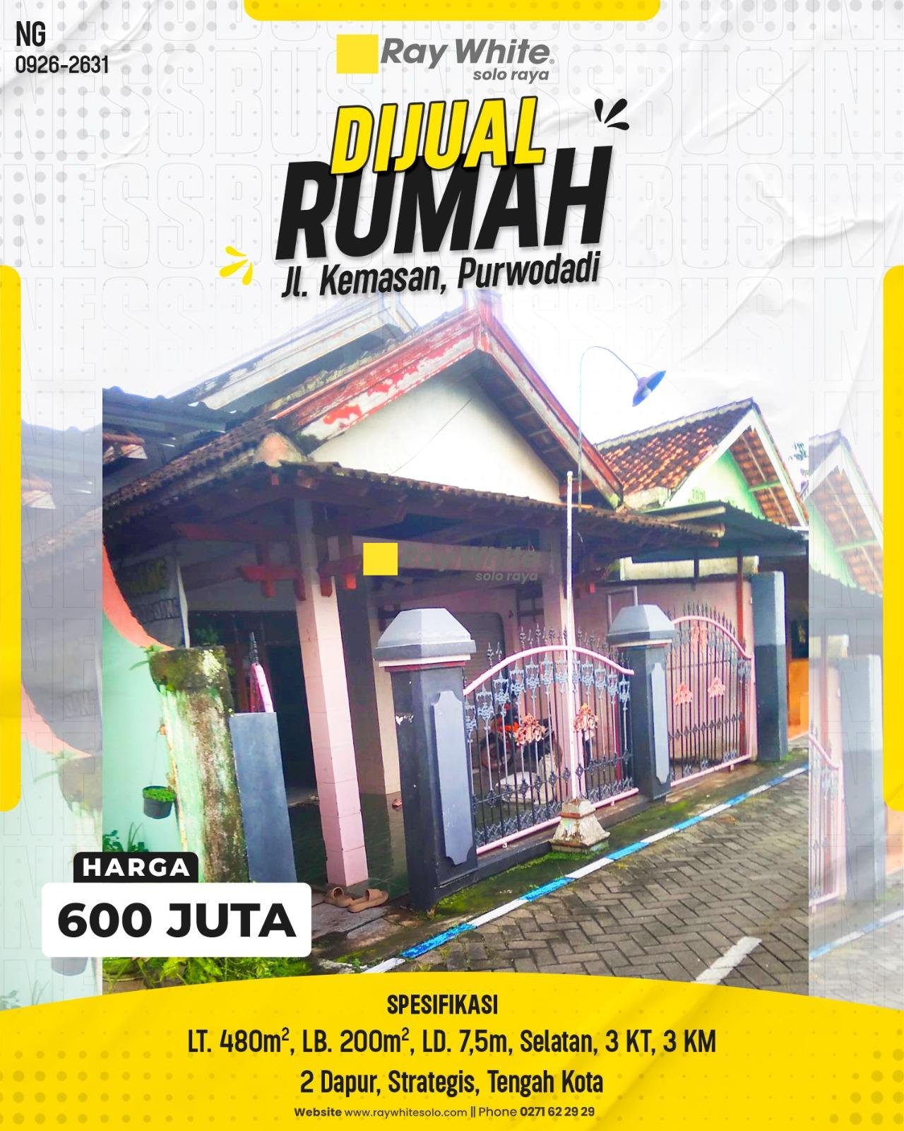 DIJUAL RUMAH LAPANG DI JL. KEMASAN, PURWODADI, GROBOGAN
