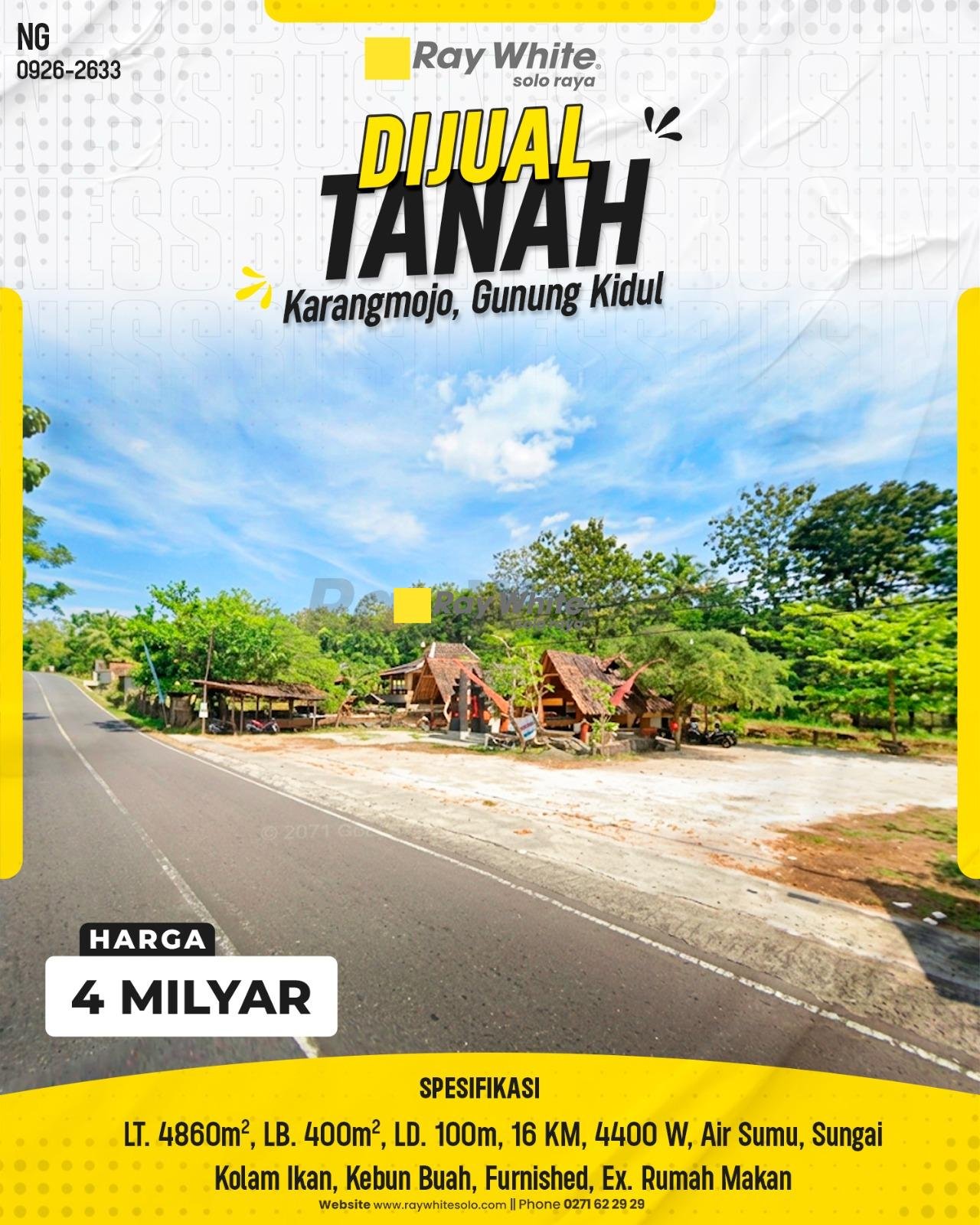 DIJUAL LAHAN & KOMPLEKS USAHIS KULINER/RESORT SUPER LUAS DI KARANGMOJO, GUNUNGKIDUL