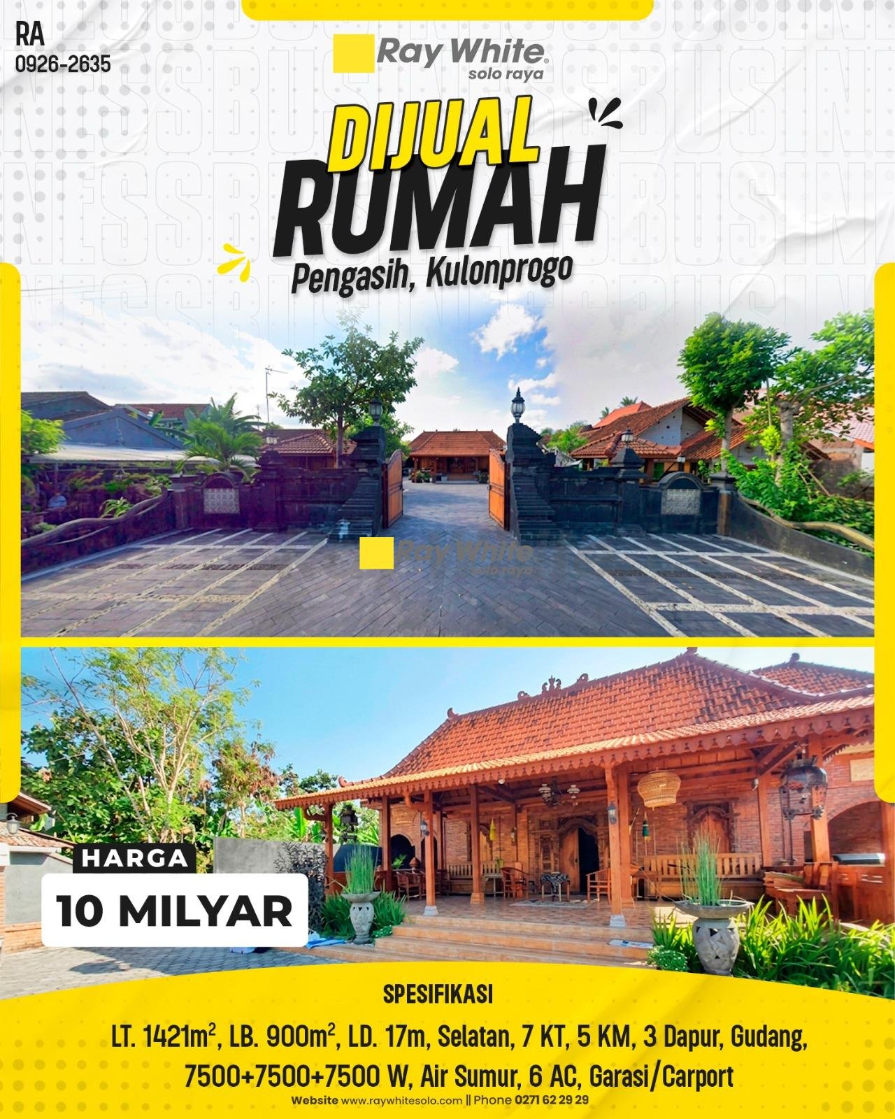 DIJUAL RUMAH JOGLO MEWAH & PROPERTI KOMERSIAL RESORT DI PENGASIH, KULON PROGO, DIY