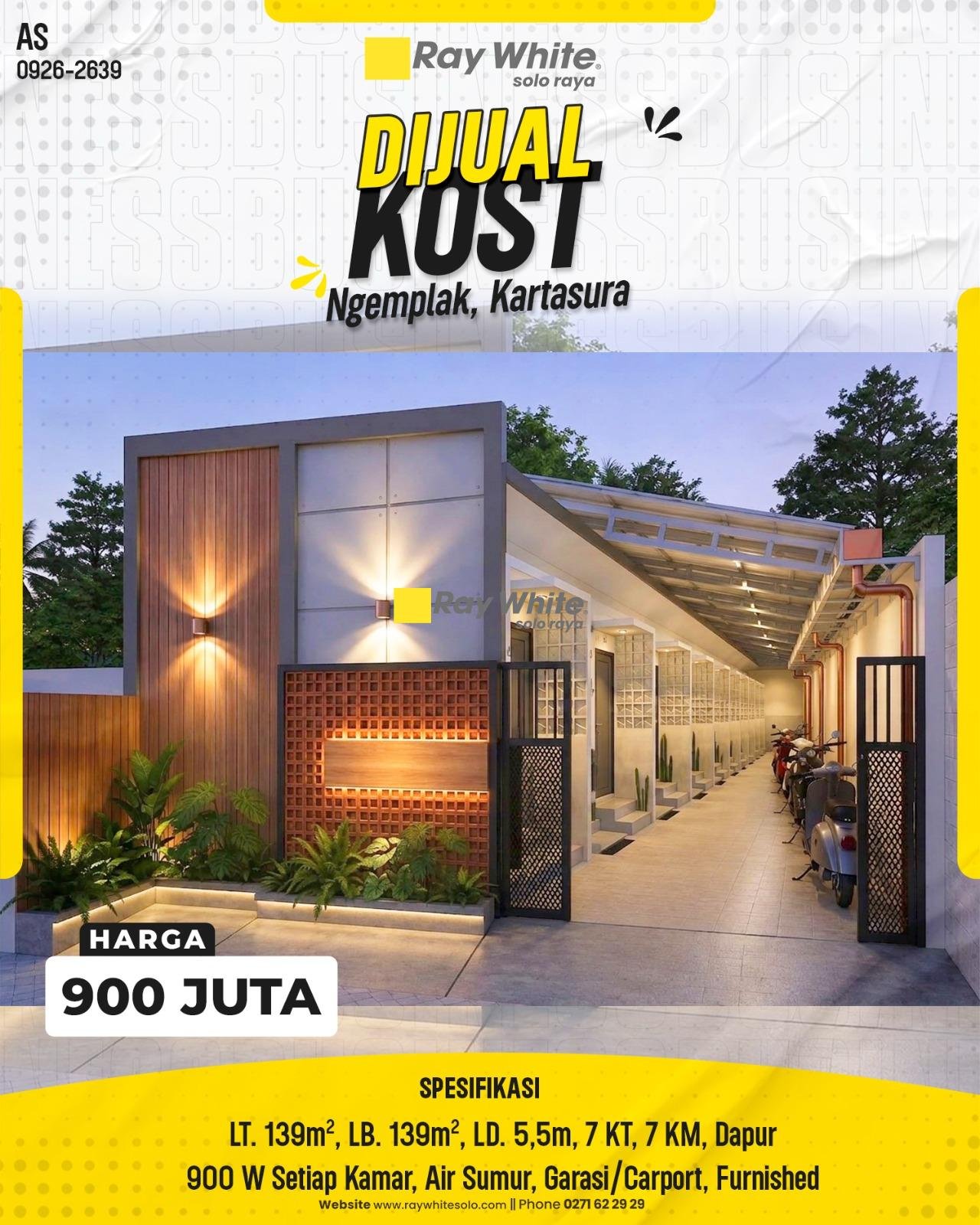 DIJUAL RUMAH KOST MINIMALIS MODERN INDUSTRIAL SIAP OPERASIONAL DI NGEMPLAK, KARTASURA, SUKOHARJO