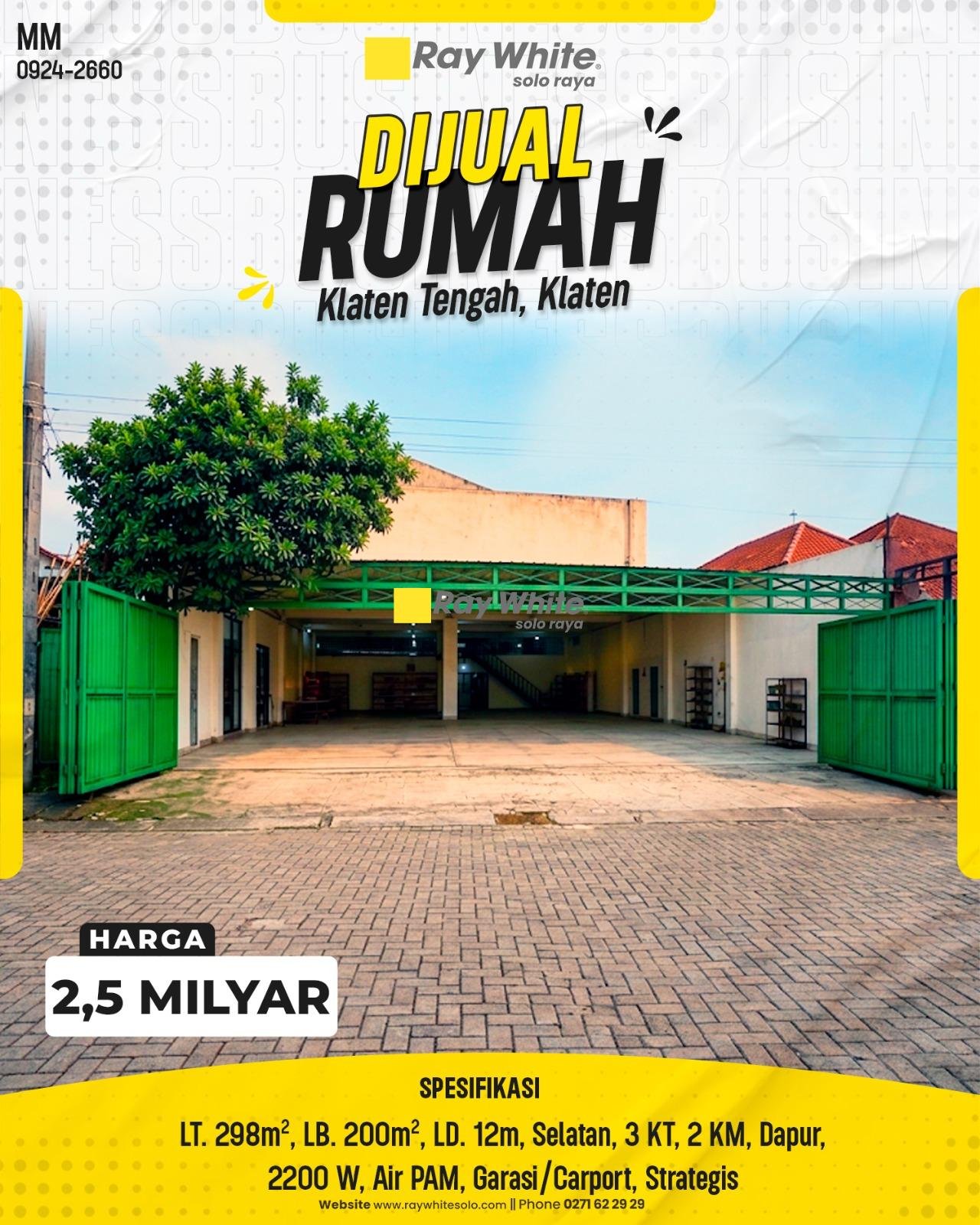 Dijual Rumah Semi Gudang Strategis di Klaten Tengah, Klaten