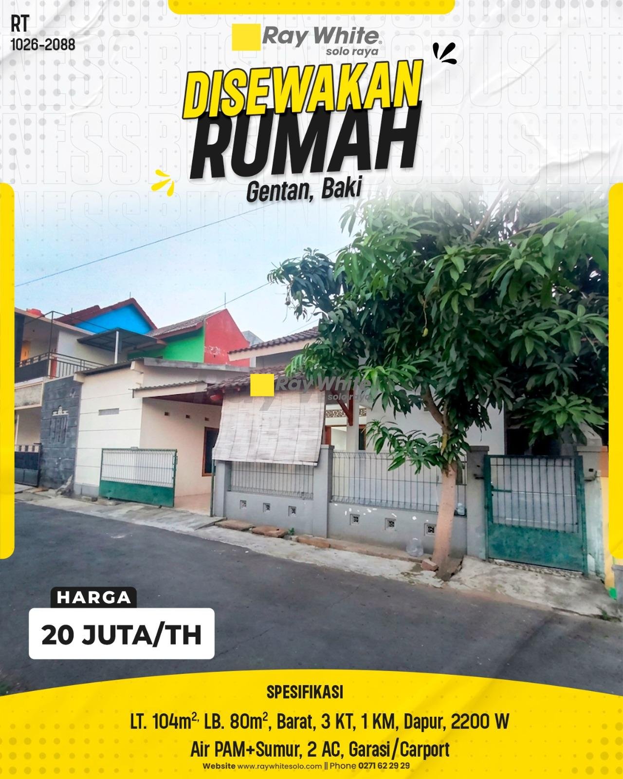 Disewakan Rumah Strategis di Gentan, Baki