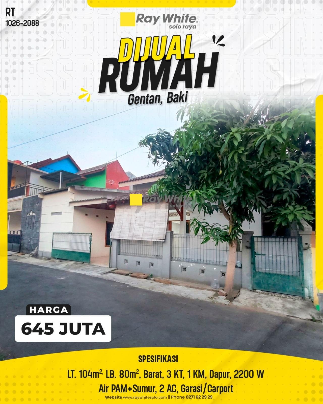 Dijual Rumah Strategis di Gentan, Baki