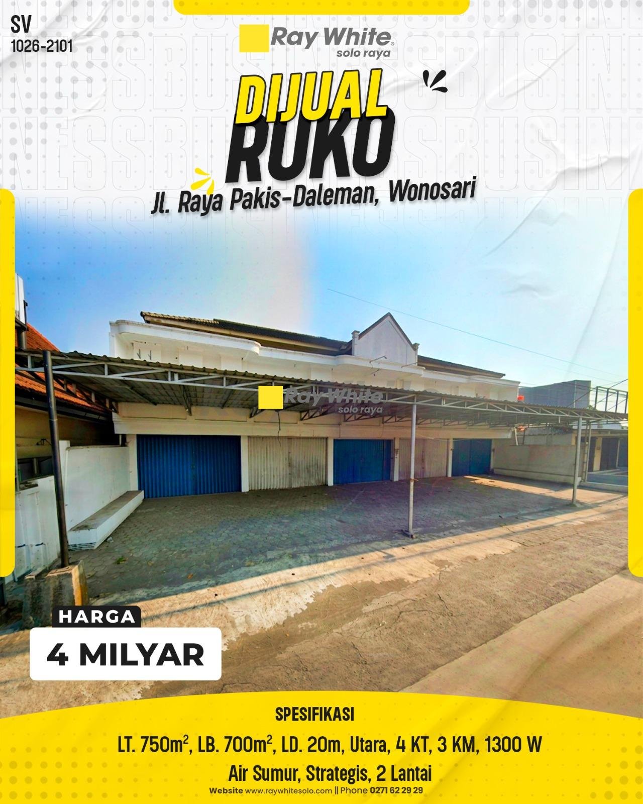 DIJUAL RUKO STRATEGIS DI JL. RAYA PAKIS-DALEMAN, WONOSARI
