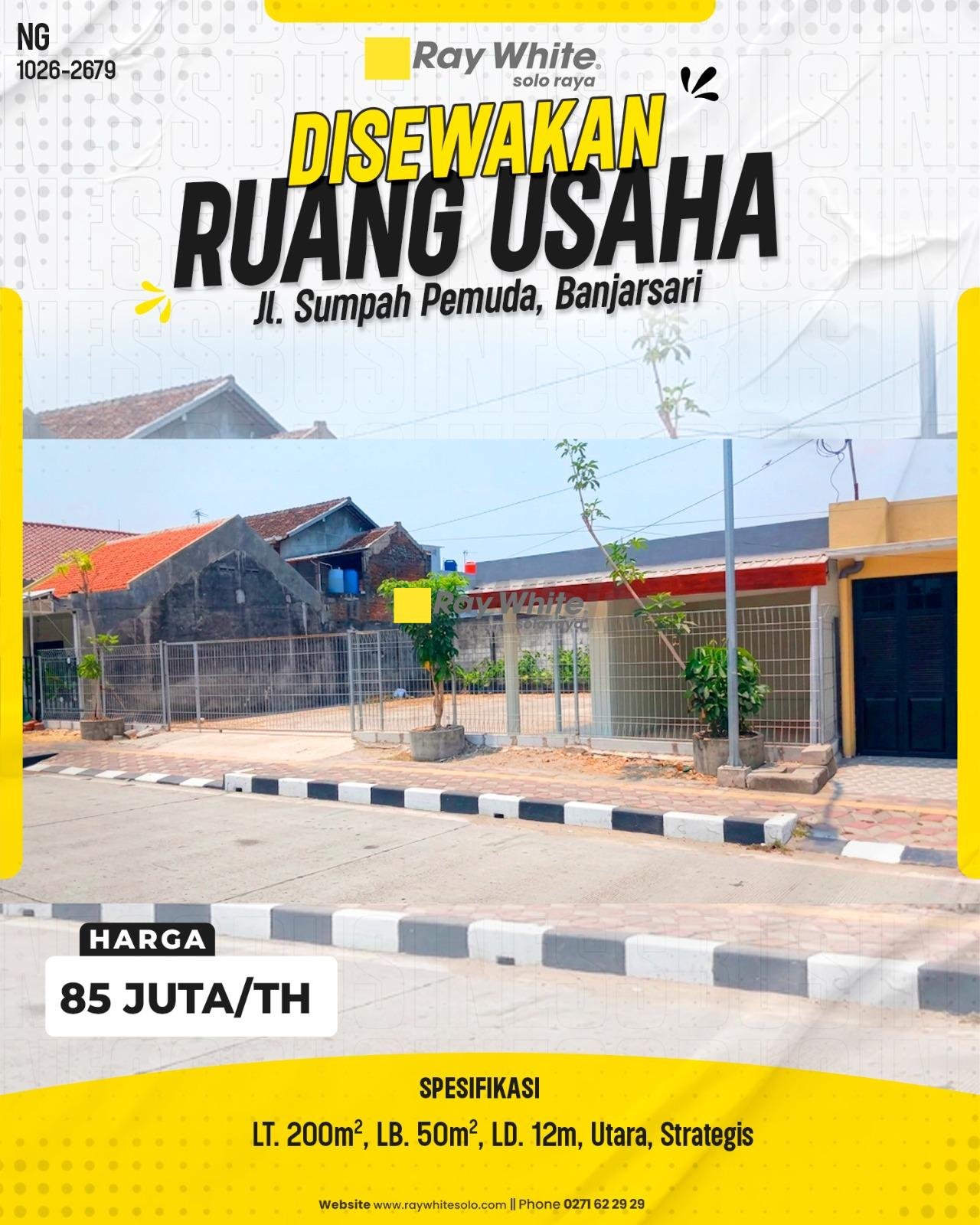 Disewakan Ruang Usaha Strategis di area underpass joglo, Banjarsari, Solo