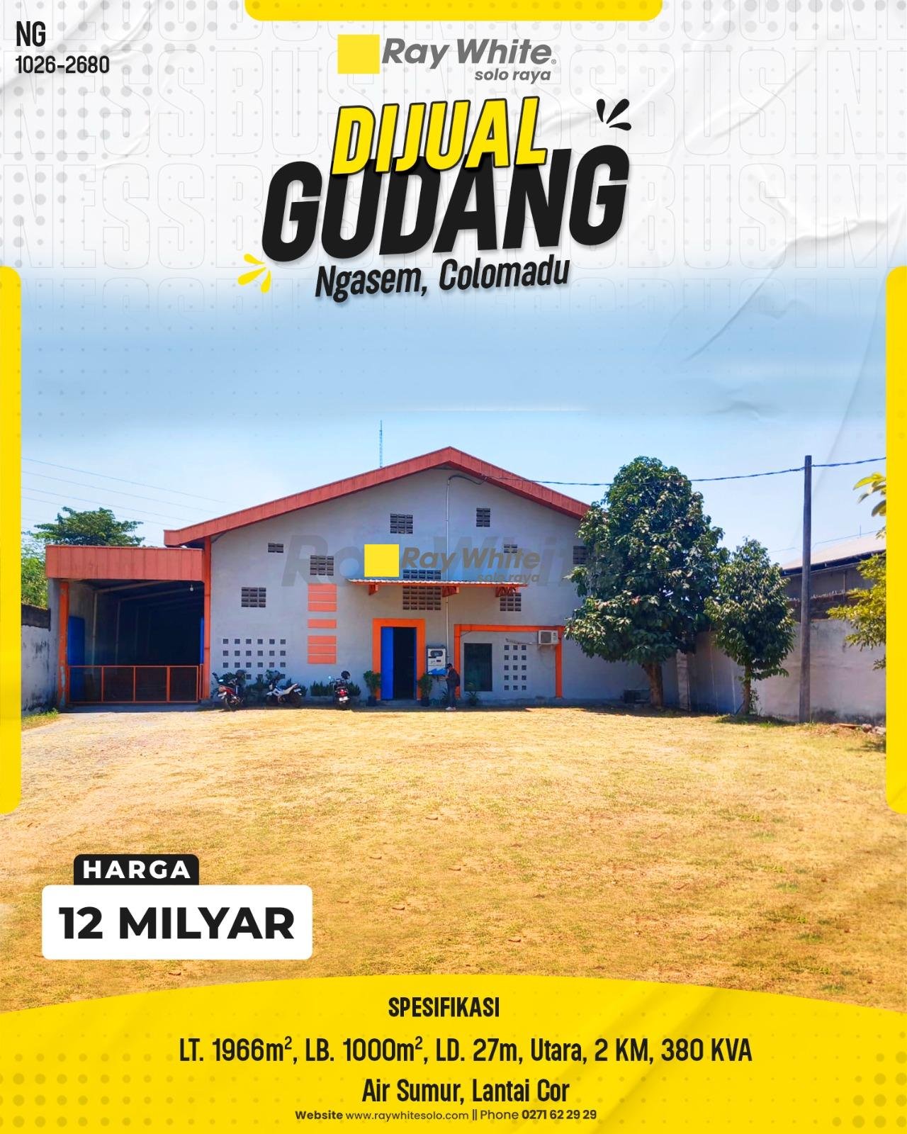 Dijual Gudang Strategis di Ngasem, Colomadu