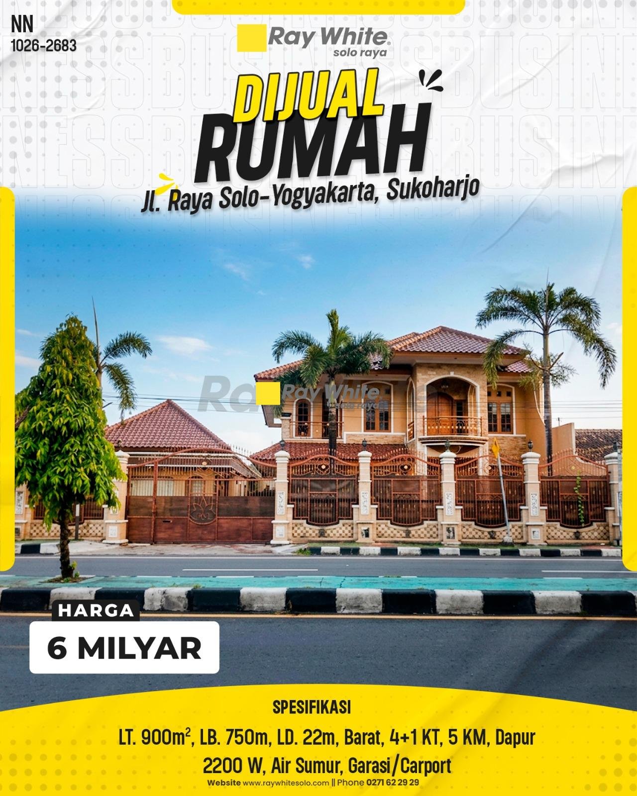 Dijual Rumah Strategis di ruas jalan raya solo – jogja, kab Sukoharjo