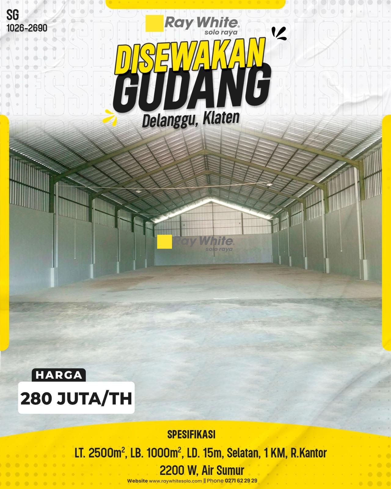 Disewakan Gudang Strategis di Delanggu, Klaten