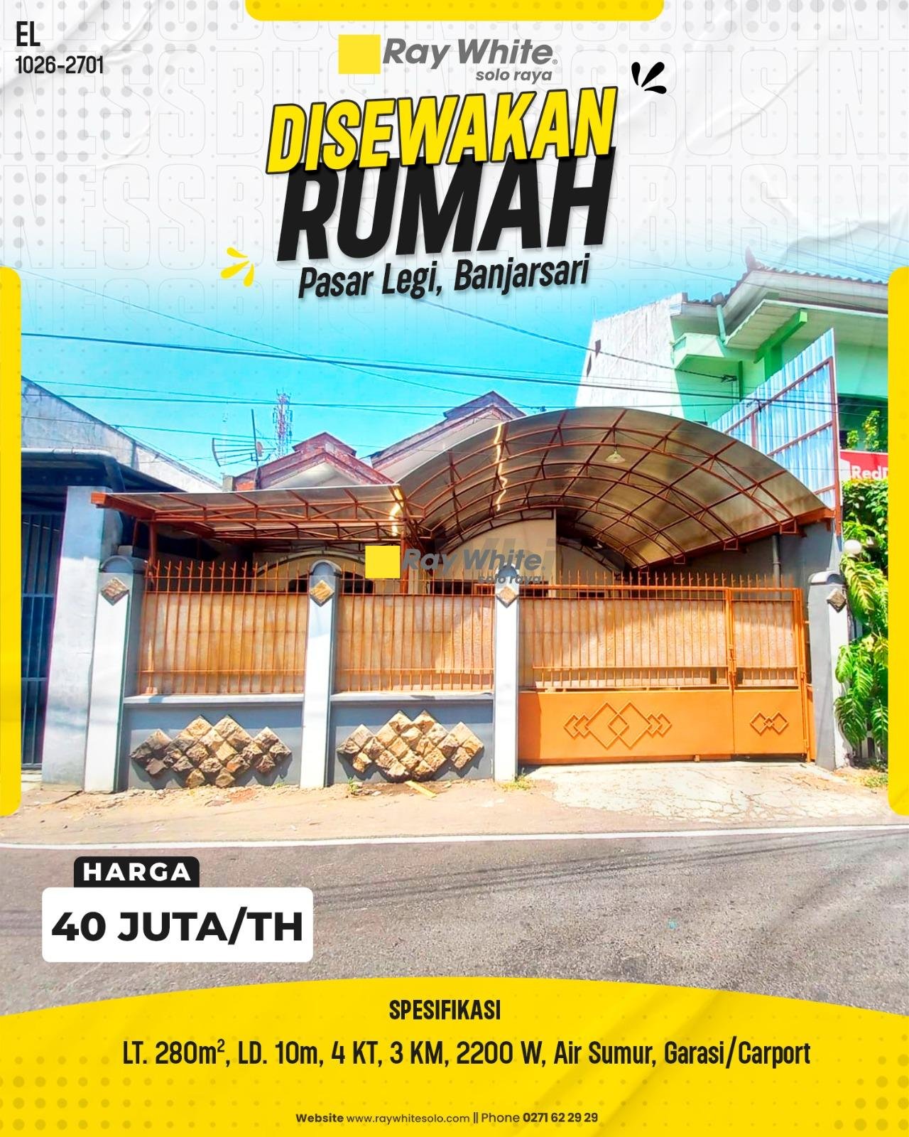DISEWAKAN RUMAH STRATEGIS DI PASAR LEGI, BANJARSARI