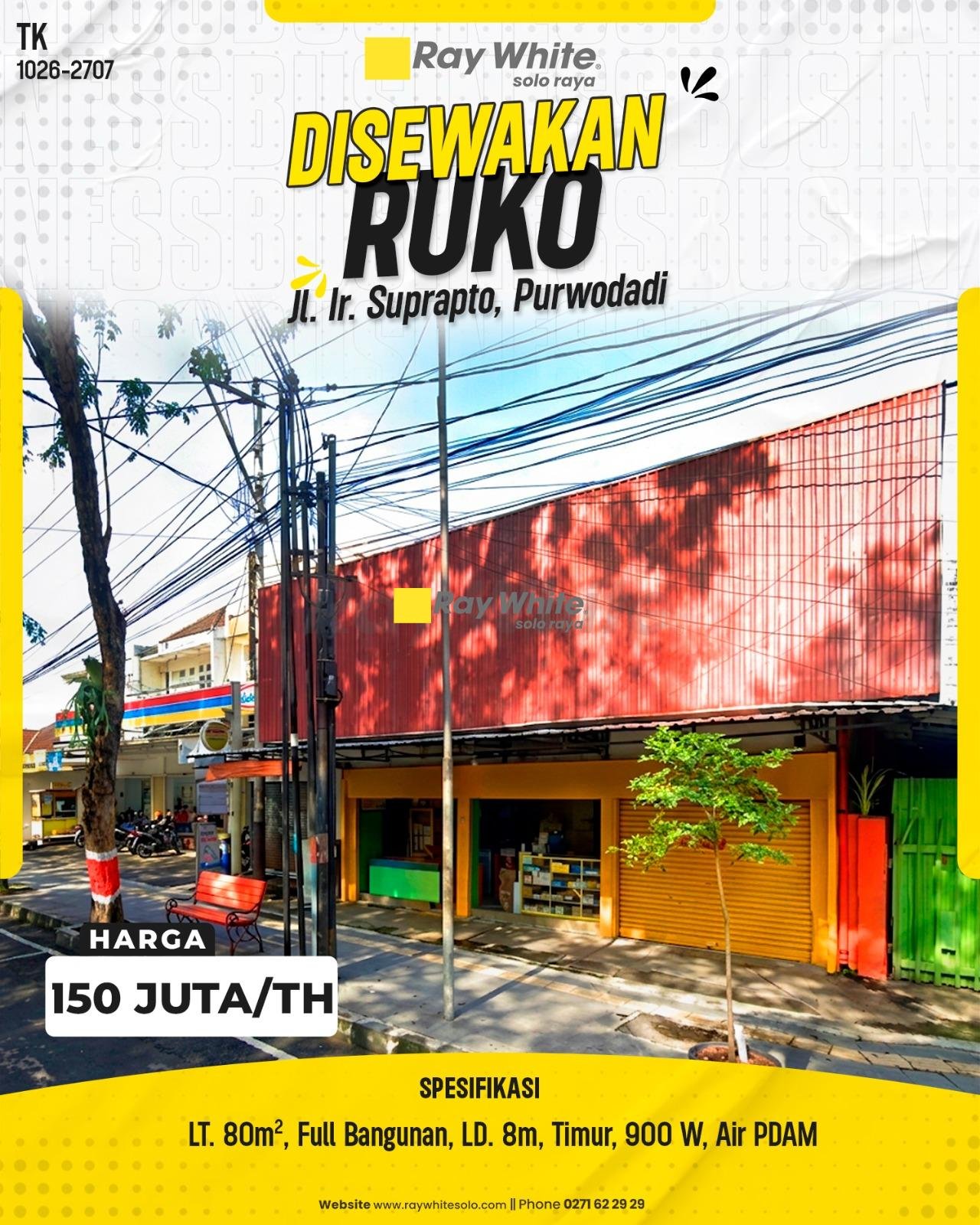 DISEWAKAN RUKO STRATEGIS DI JL. IR. SUPRAPTO, PURWODADI