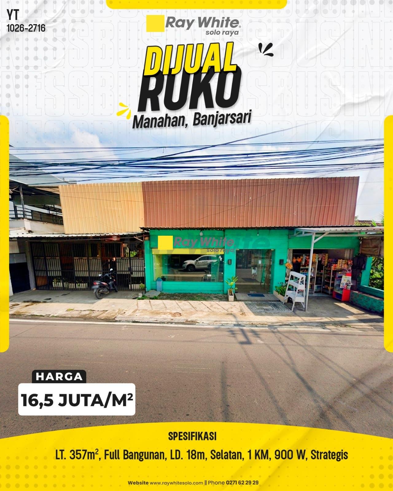 DIJUAL RUKO STRATEGIS DI MANAHAN, BANJARSARI