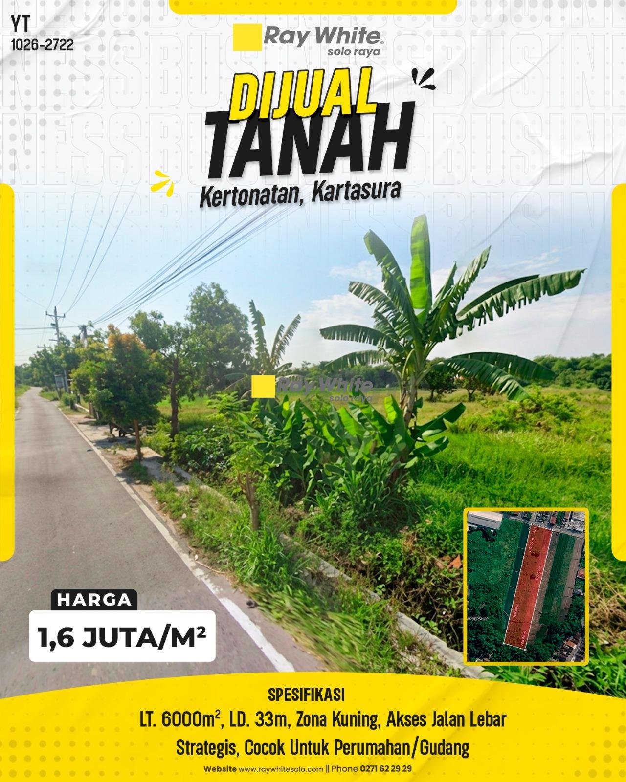 DIJUAL TANAH STRATEGIS DI KERTONATAN, KARTASURA