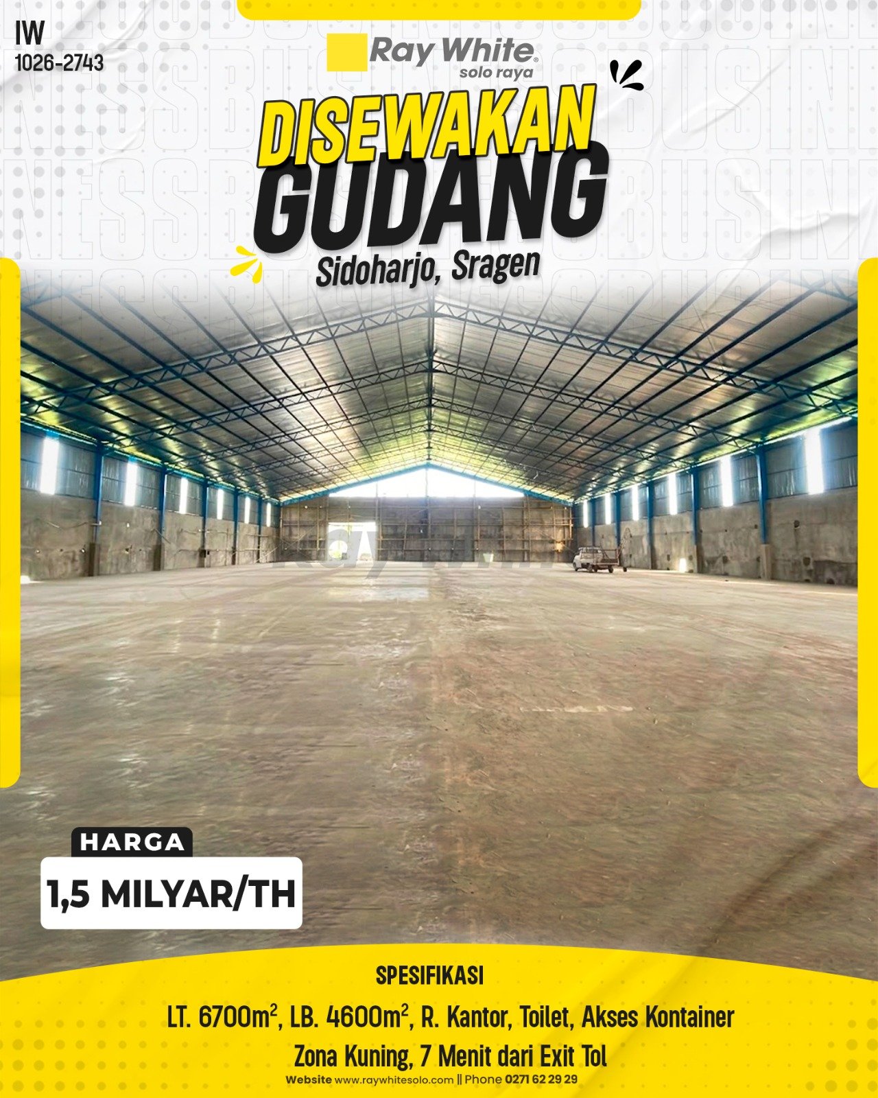 Sewa Gudang Luas di Sidoharjo, Sragen